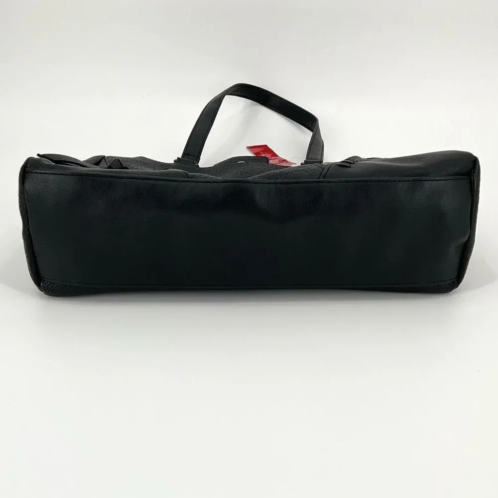 Rosetti Idris Satchel Bag‎ Purse Black Faux Leather Double Shoulder Strap NWT